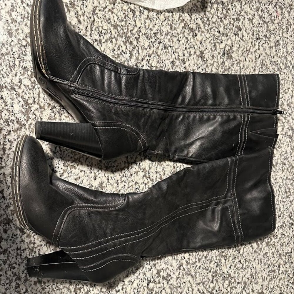 Merona Black Heeled Knee-High Boots Size 10